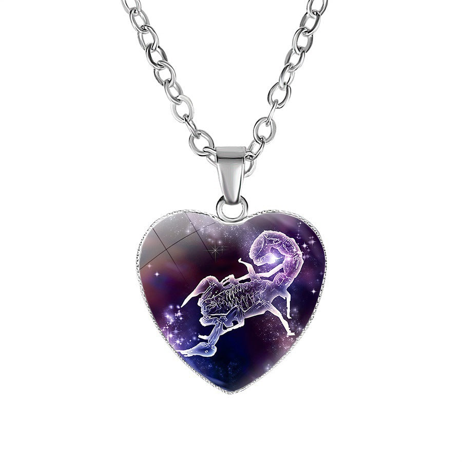 Women's Zodiac Heart Pendant Necklace - Personalized Astrology Jewelry - DropOnline.co