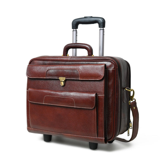 Valise à roulettes en cuir Wanderer