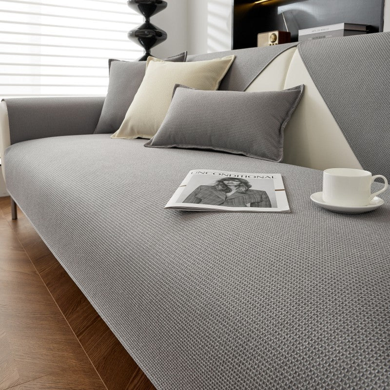 Waffle Solid Color Cream Sofa Cushion Waterproof Non-slip - DropOnline.co