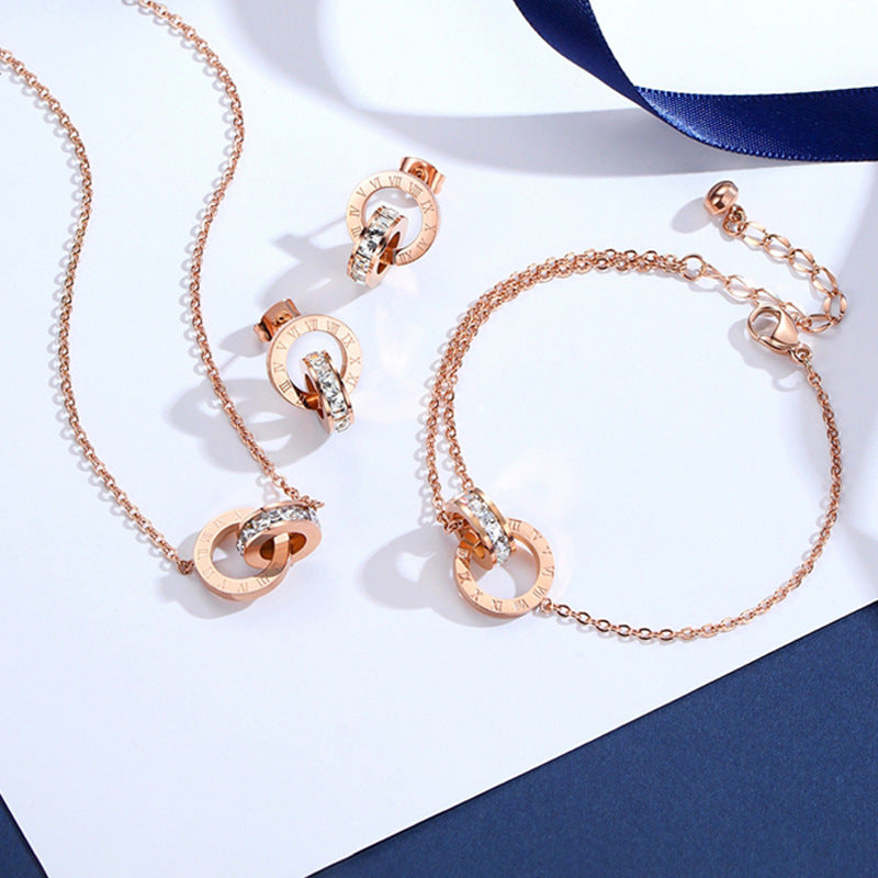 Diamond inlaid zircon titanium steel bracelet - DropOnline.co