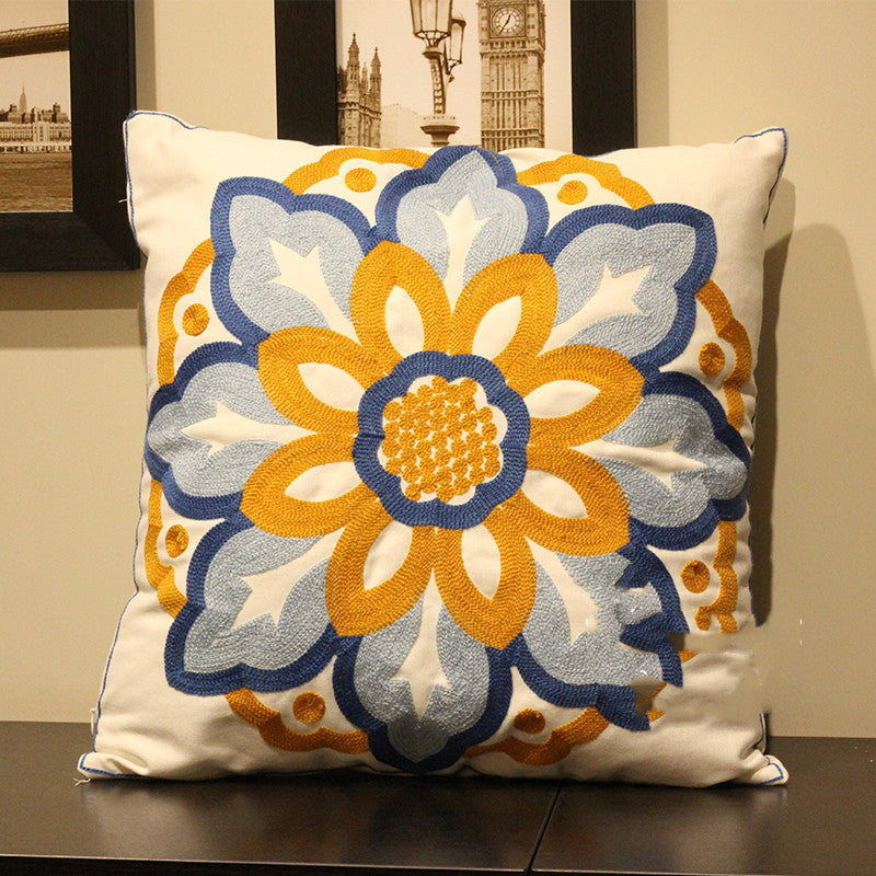 Embroidered Flower Nordic Fabric Sofa Cushion Cover - DropOnline.co