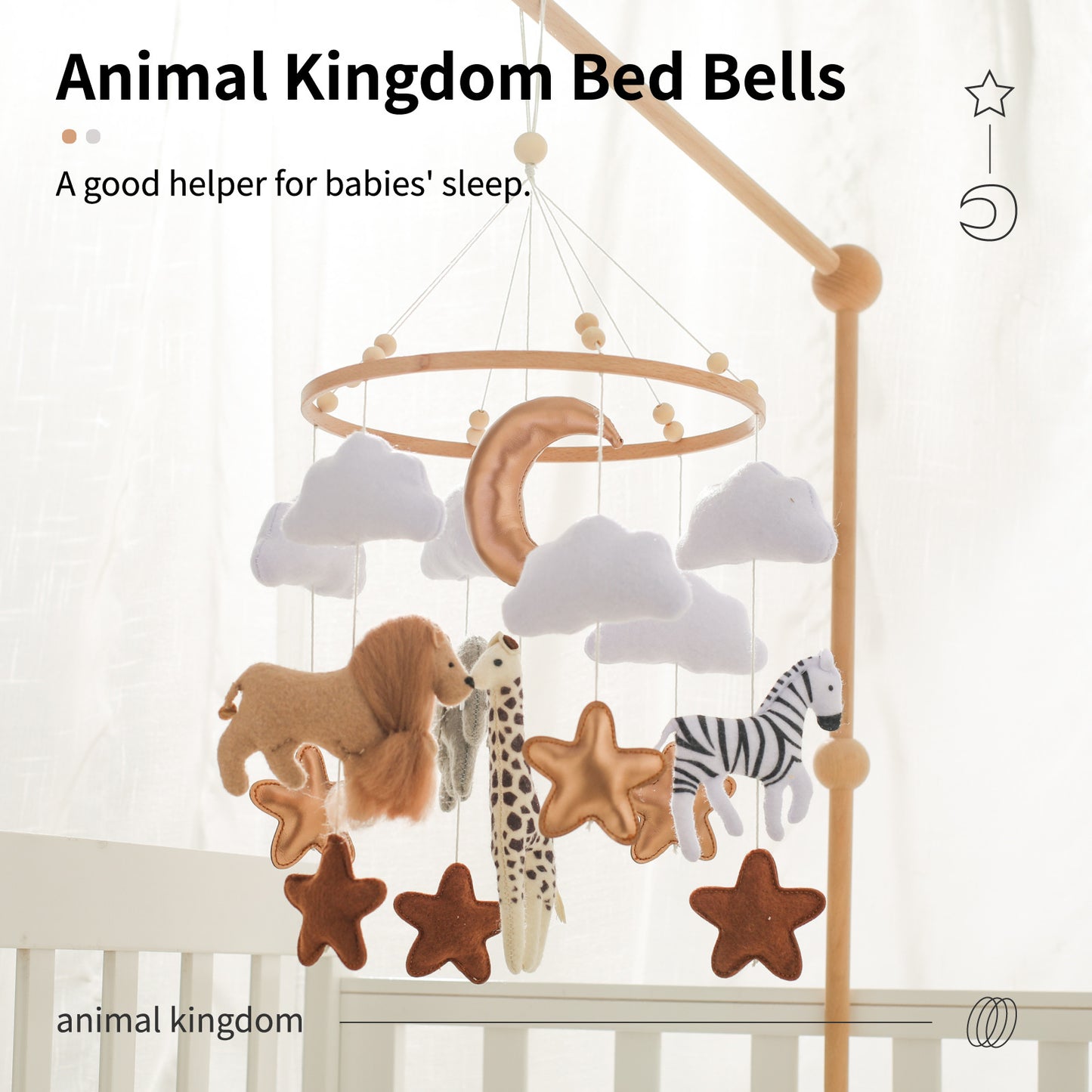 Room Hand-eye Coordination Decoration Wind Chimes Crib Felt Forest Animal Cloud Moon Bed Bell - DropOnline.co