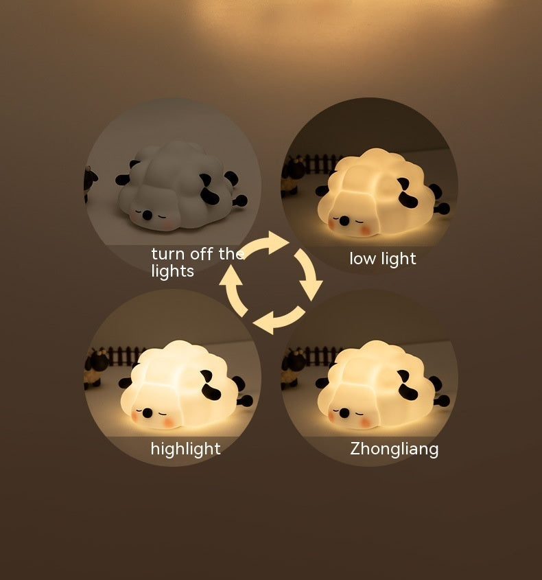 Cute Silicone Night Lights Sheep Cartoon - Rechargeable Timing Dimming Sleep Light for Children's Room - DropOnline.co