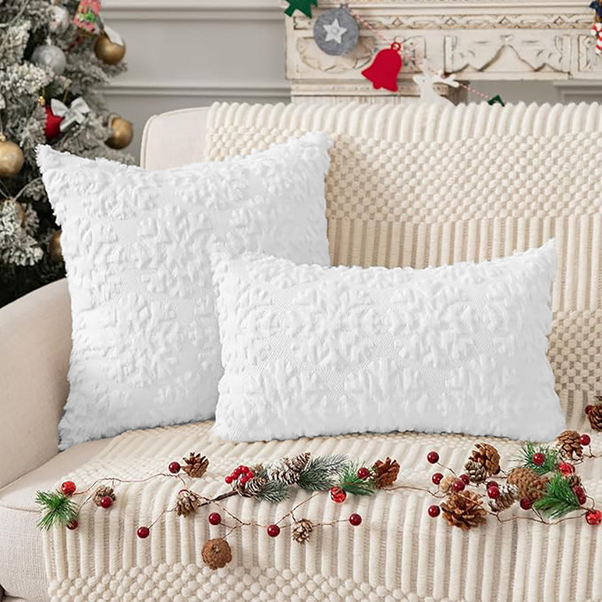 Plush Snowflake Christmas Tree Living Room Sofa Cushion Holiday Party Decoration Pillowcase - DropOnline.co