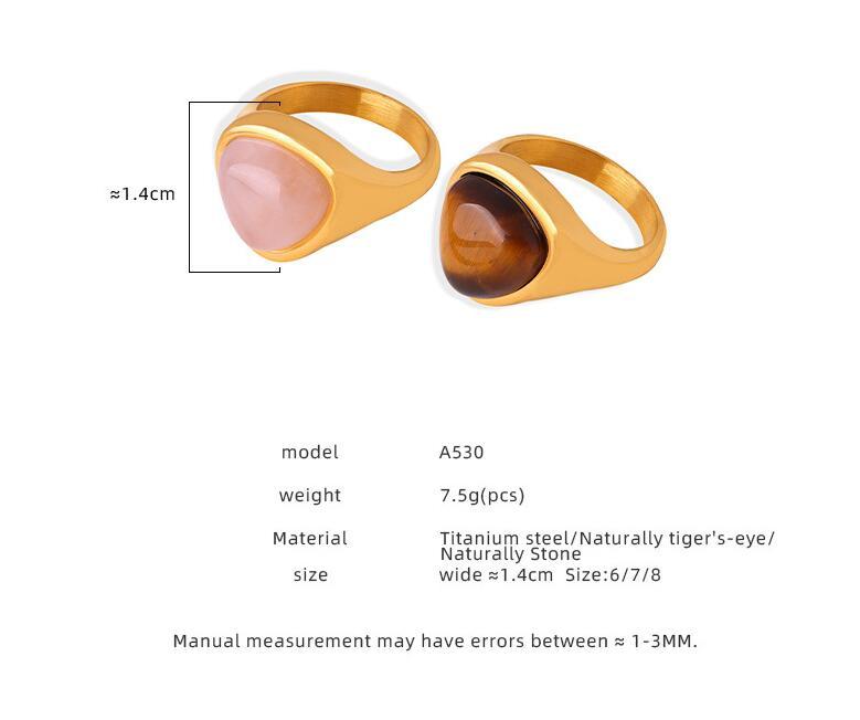 Natural Stone Retro Affordable Luxury Elegant Titanium Steel Ring - DropOnline.co
