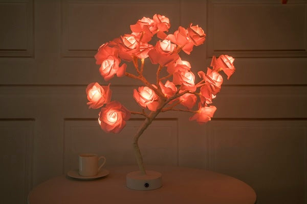 Rose Flower Lamp USB Battery Operated LED Table Lamp Bonsai Tree Night Lights Garland Bedroom Decoration Lights Home Decor - DropOnline.co