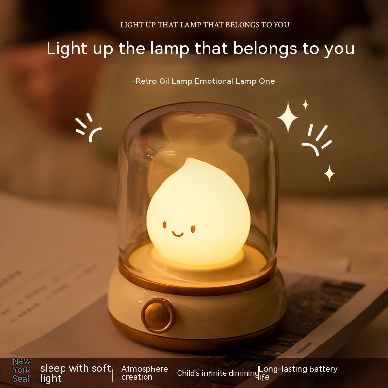 Retro Small Night Lamp - Bedroom Mini Desktop LED Cute Rechargeable Portable Cartoon Table Lamp - DropOnline.co