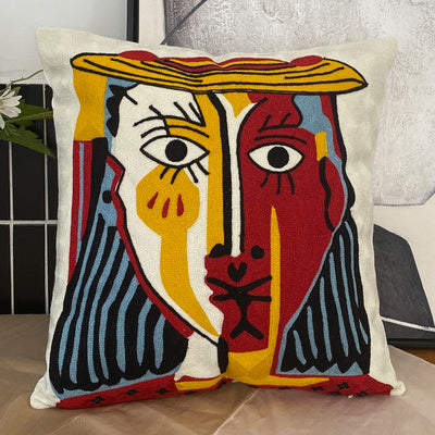 Embroidered Cushion Against Color Three-dimensional Throw Picasso Abstract Pillowcase - DropOnline.co
