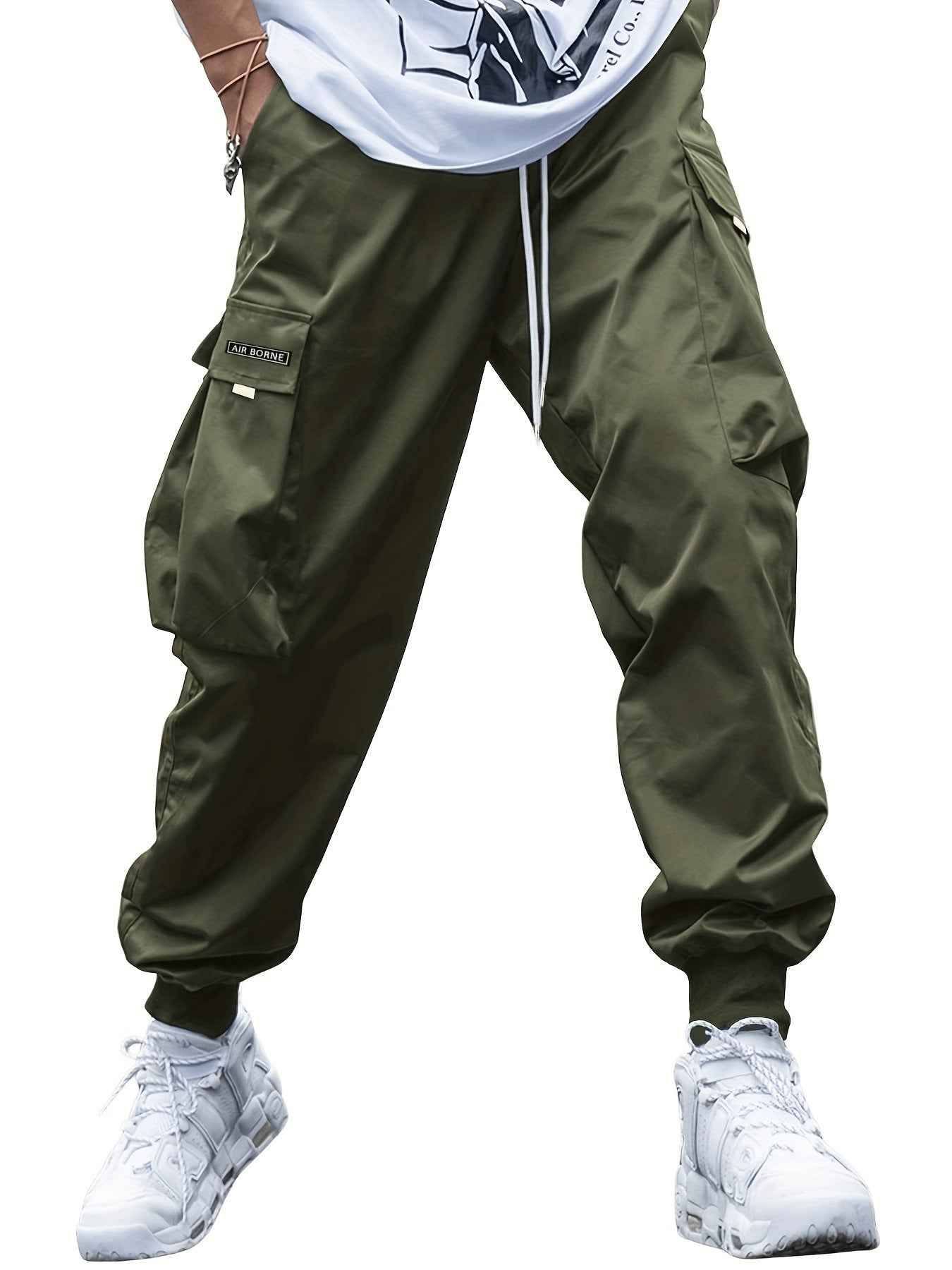 Men's Multi-Pocket Cargo Pants - Hip-Hop Streetwear Drawstring Trousers