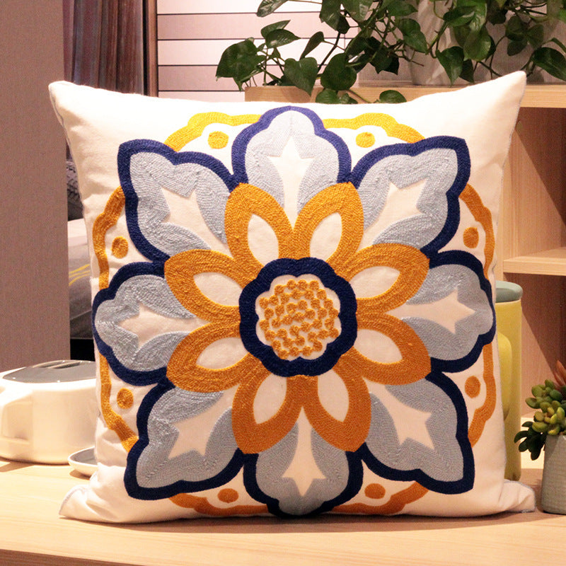 Embroidered Flower Nordic Fabric Sofa Cushion Cover - DropOnline.co