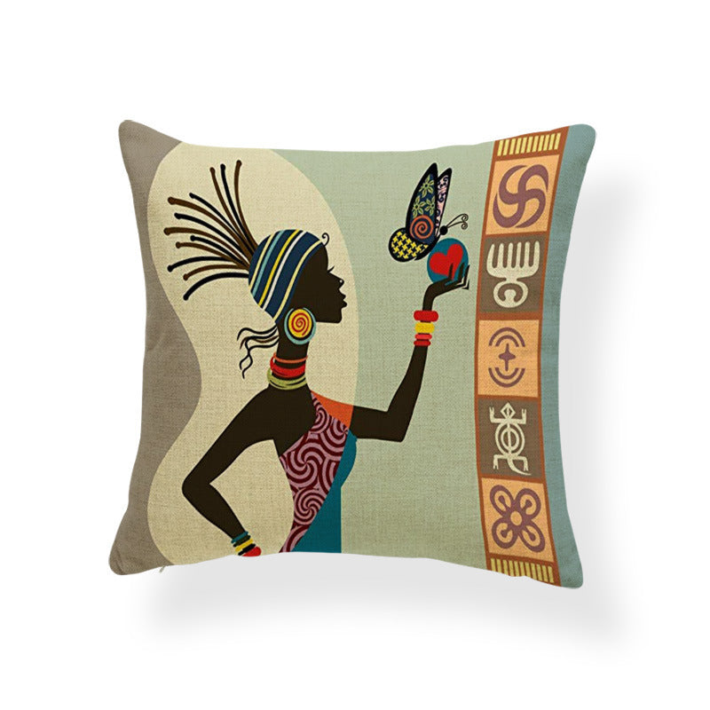 Printed cotton and linen cushion cover - DropOnline.co