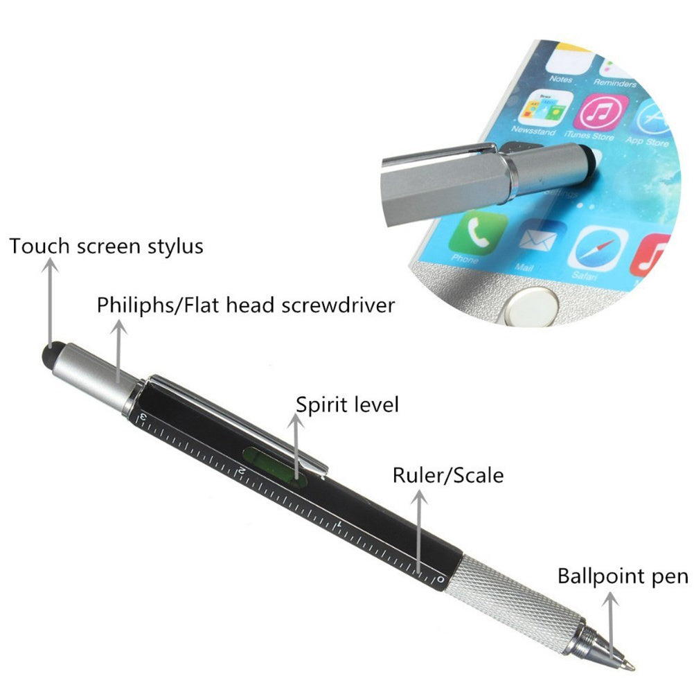 6-in-1 Multifunctional Stylus Pen - Touch Screen Pen with Ruler, Screwdriver & Spirit Level - DropOnline.co