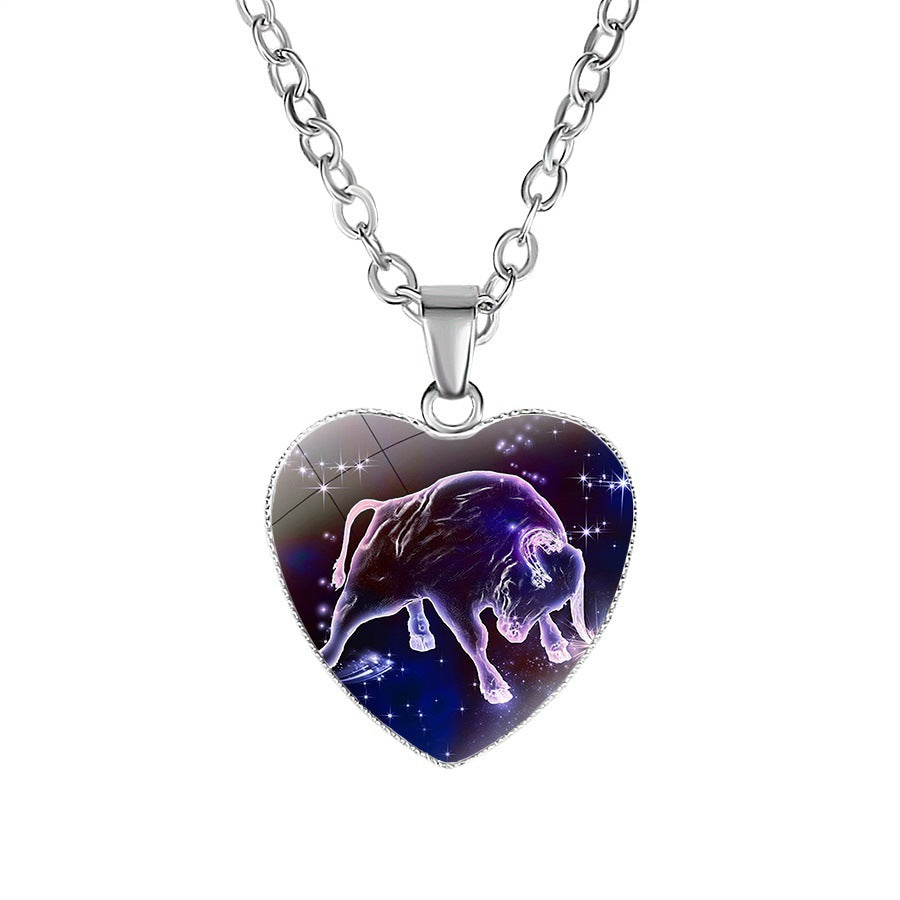 Women's Zodiac Heart Pendant Necklace - Personalized Astrology Jewelry - DropOnline.co