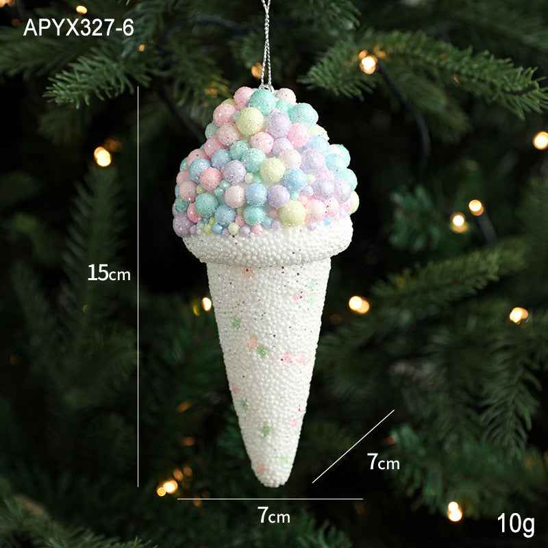 Creative Foam Ice Cream & Mushroom Christmas Tree Ornaments - Pastoral Style Pendants - DropOnline.co