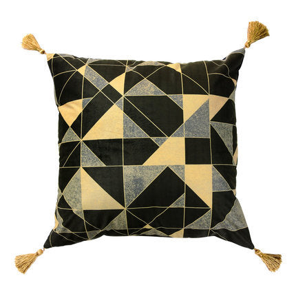 Rainforest Geometric Print Velvet Cushion Cover - DropOnline.co
