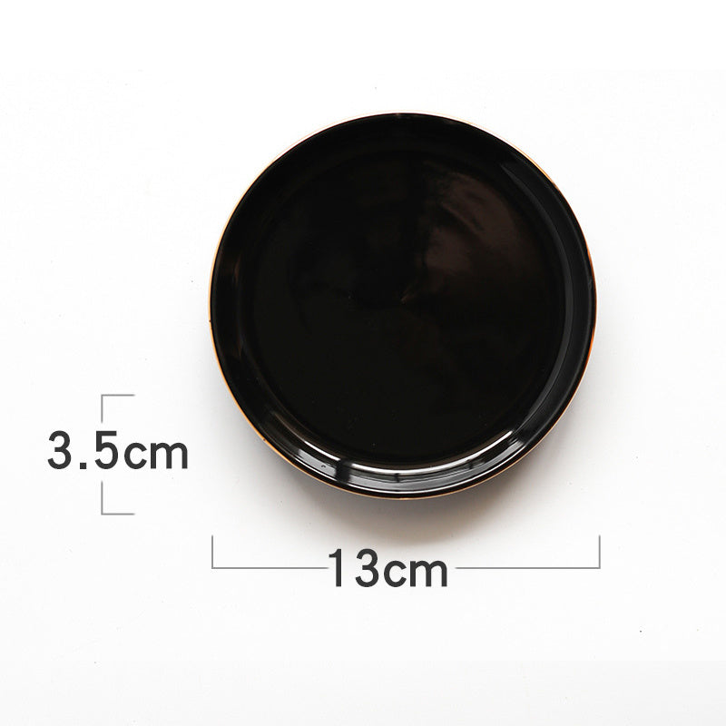 Gold Plated Dessert Plate Ceramic Jewelry Plate Home Decor - DropOnline.co