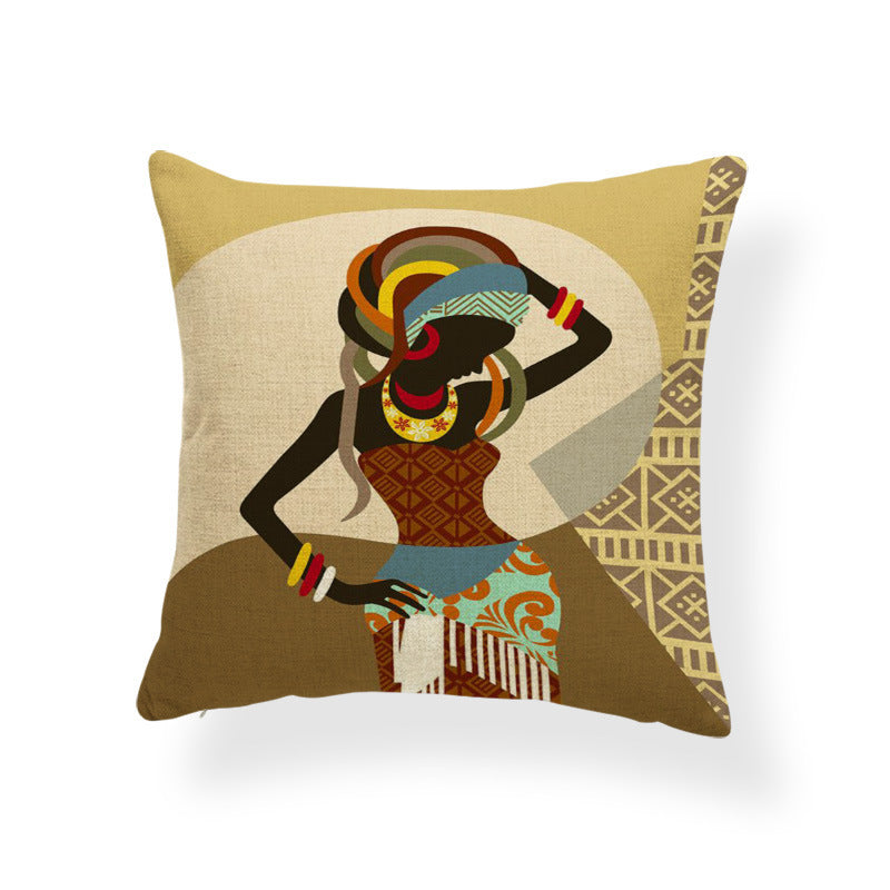 Printed cotton and linen cushion cover - DropOnline.co