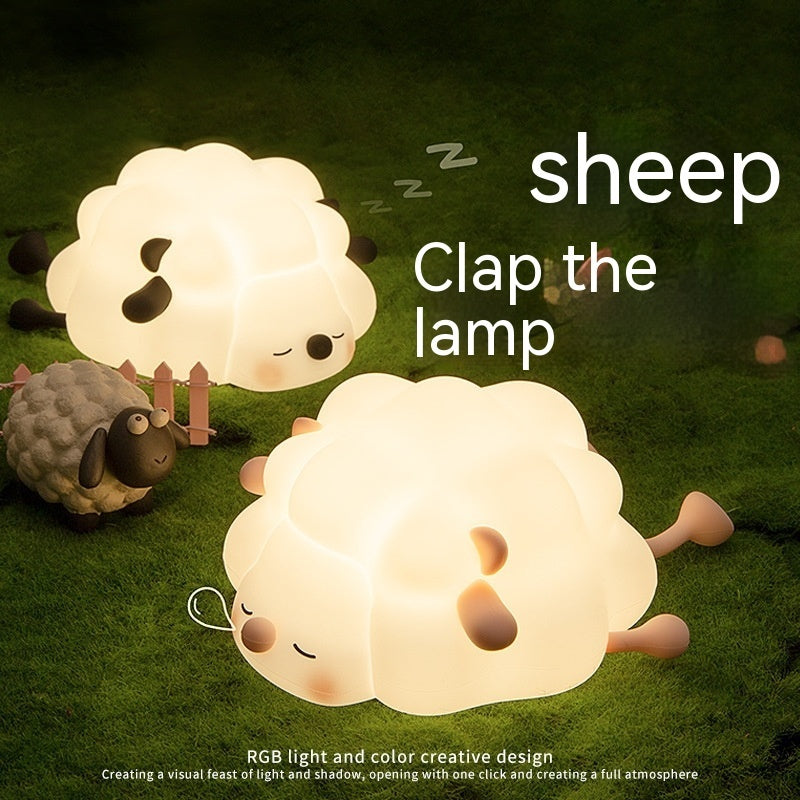 Cute Silicone Night Lights Sheep Cartoon - Rechargeable Timing Dimming Sleep Light for Children's Room - DropOnline.co