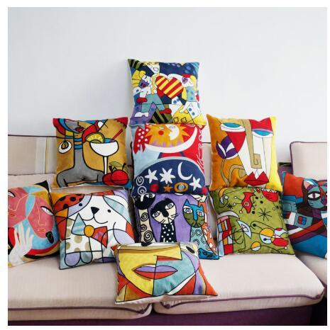 Roy Painting 1 Embroidered Cushion Cover - DropOnline.co