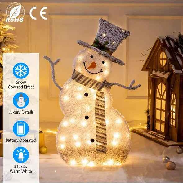 LED Christmas Snowman Decoration Light - Collapsible Battery Operated - DropOnline.co
