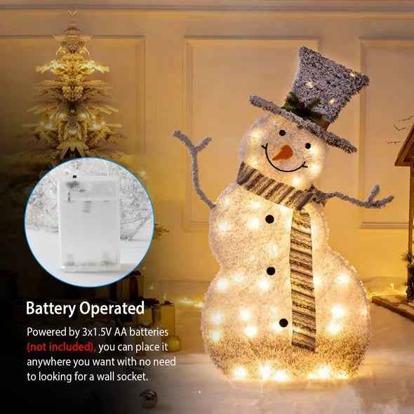 LED Christmas Snowman Decoration Light - Collapsible Battery Operated - DropOnline.co
