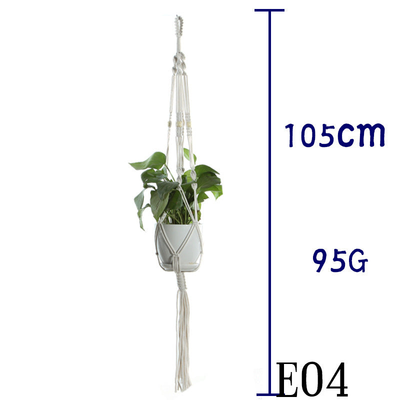 Flower Pot Net Bag Beige Cotton Rope Indoor Plant Hanger Hanging Basket Sling - DropOnline.co