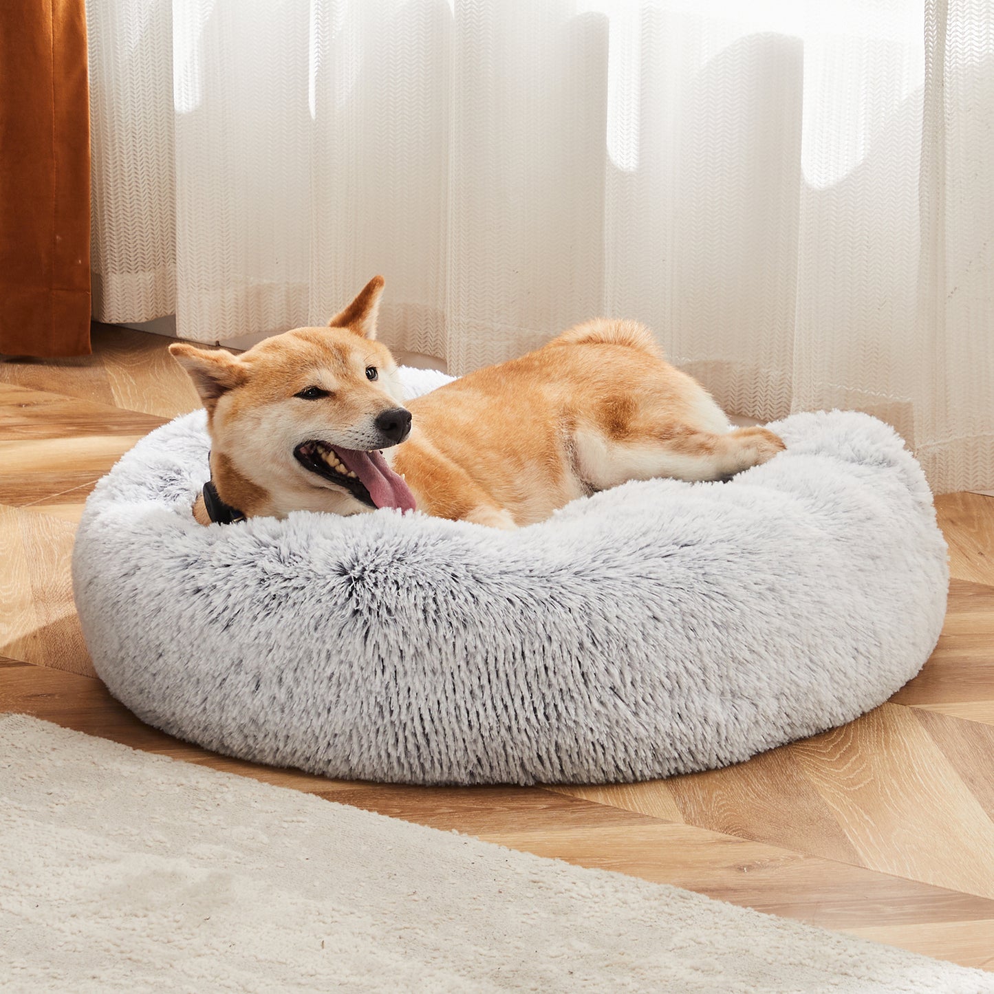 24 Inch Anti-Slip Round Fluffy Plush Faux Fur Cat Bed, Fits Up To 25 Lbs Pets - DropOnline.co