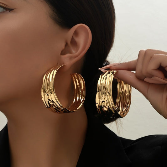 Bold Statement  Gold Hoop Earrings - DropOnline.co