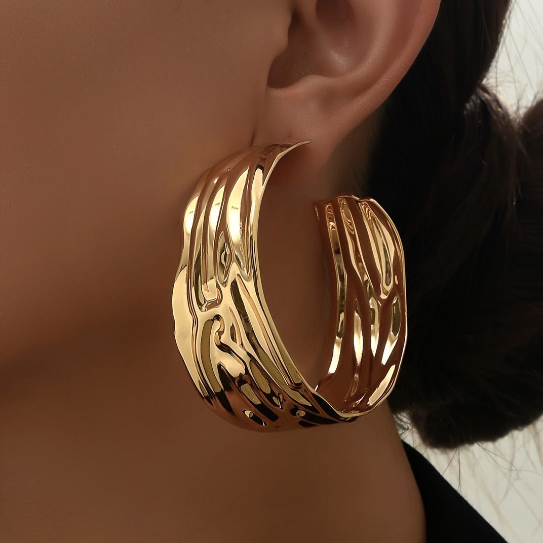 Bold Statement  Gold Hoop Earrings - DropOnline.co