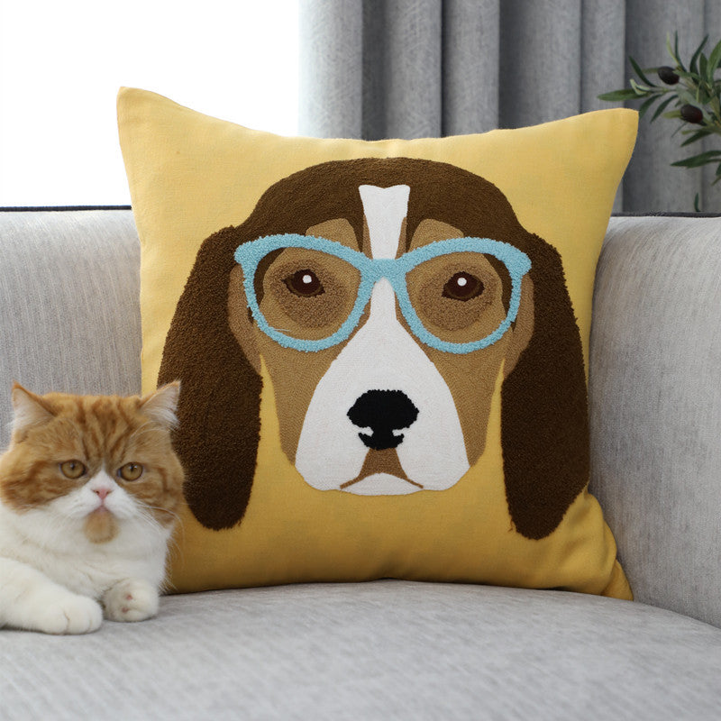 Pillow Embroidered Cushion With Core American Dog - DropOnline.co