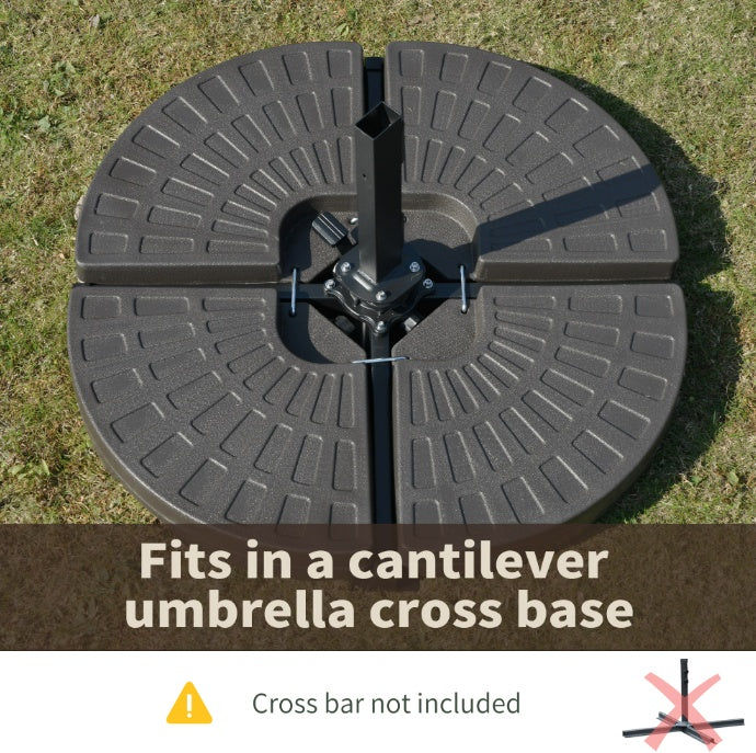 Cantilever Patio Umbrella Base Fan Shaped Weights With Handles Durable Material Coffee - DropOnline.co