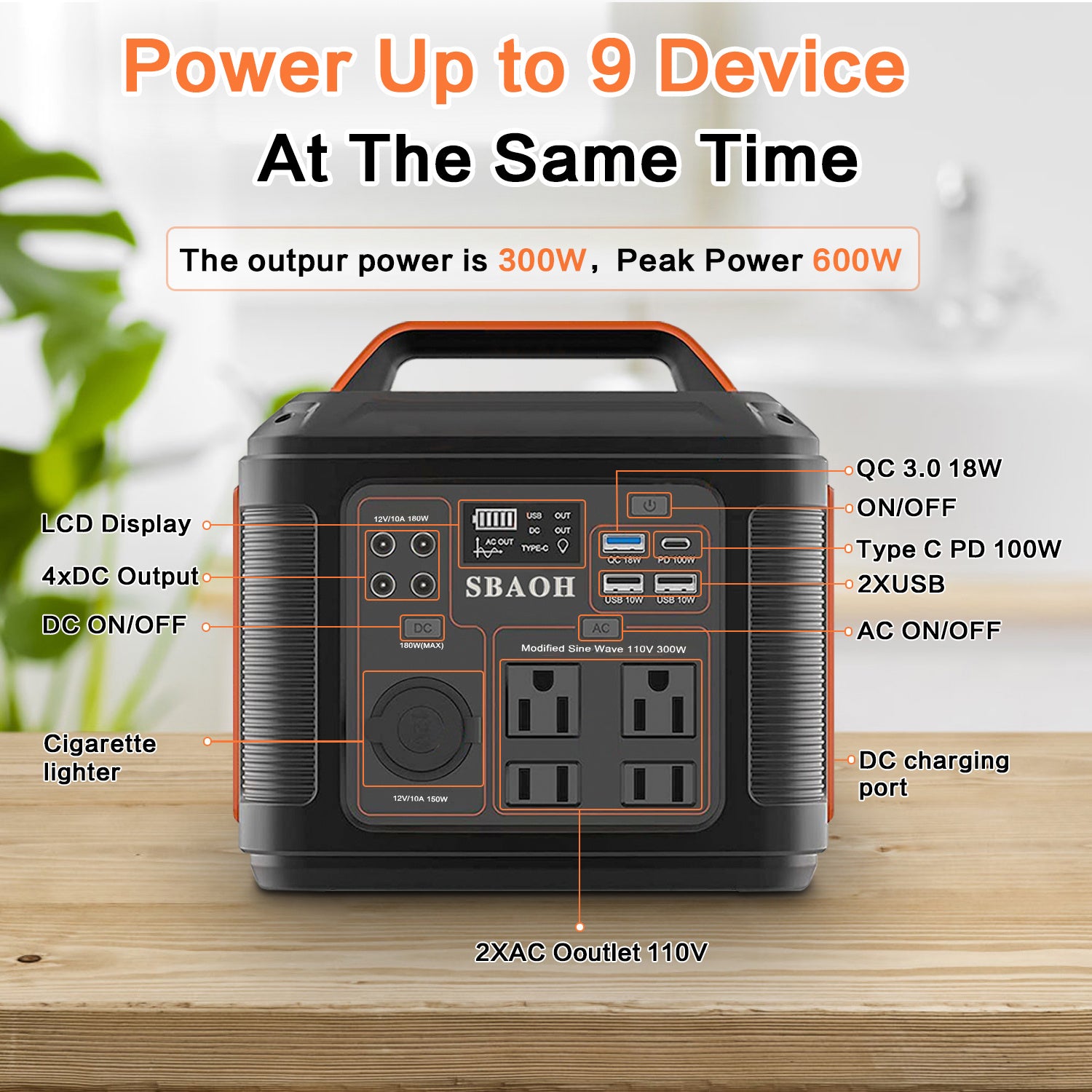 US Plug Portable Power Station P302,300W 296Wh Backup Lithium Battery,Solar Generator For Home And Outdoor Emergency Power Supply,Solar Panel Is Not Included - DropOnline.co