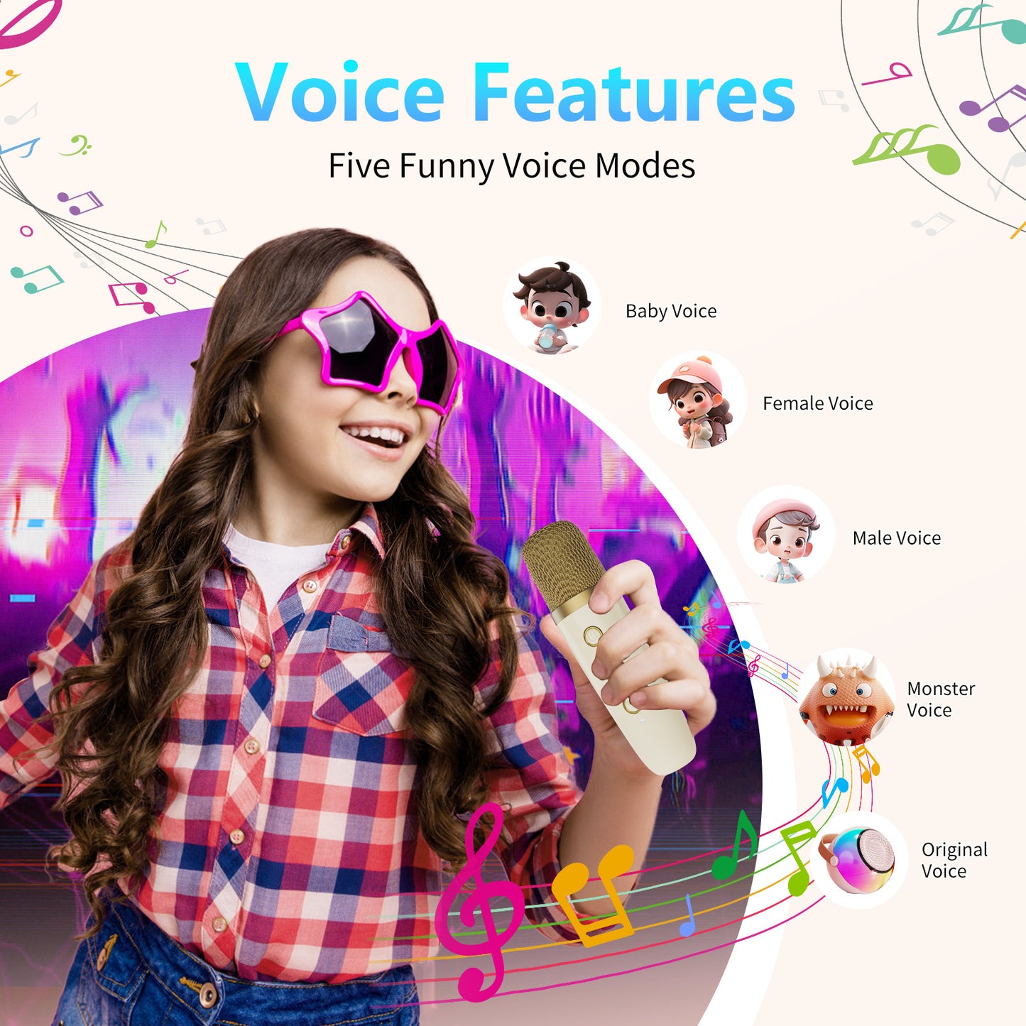 D25 Mini Karaoke Machine for Kids - Portable Bluetooth Speaker with Wireless Microphone & Lights - DropOnline.co