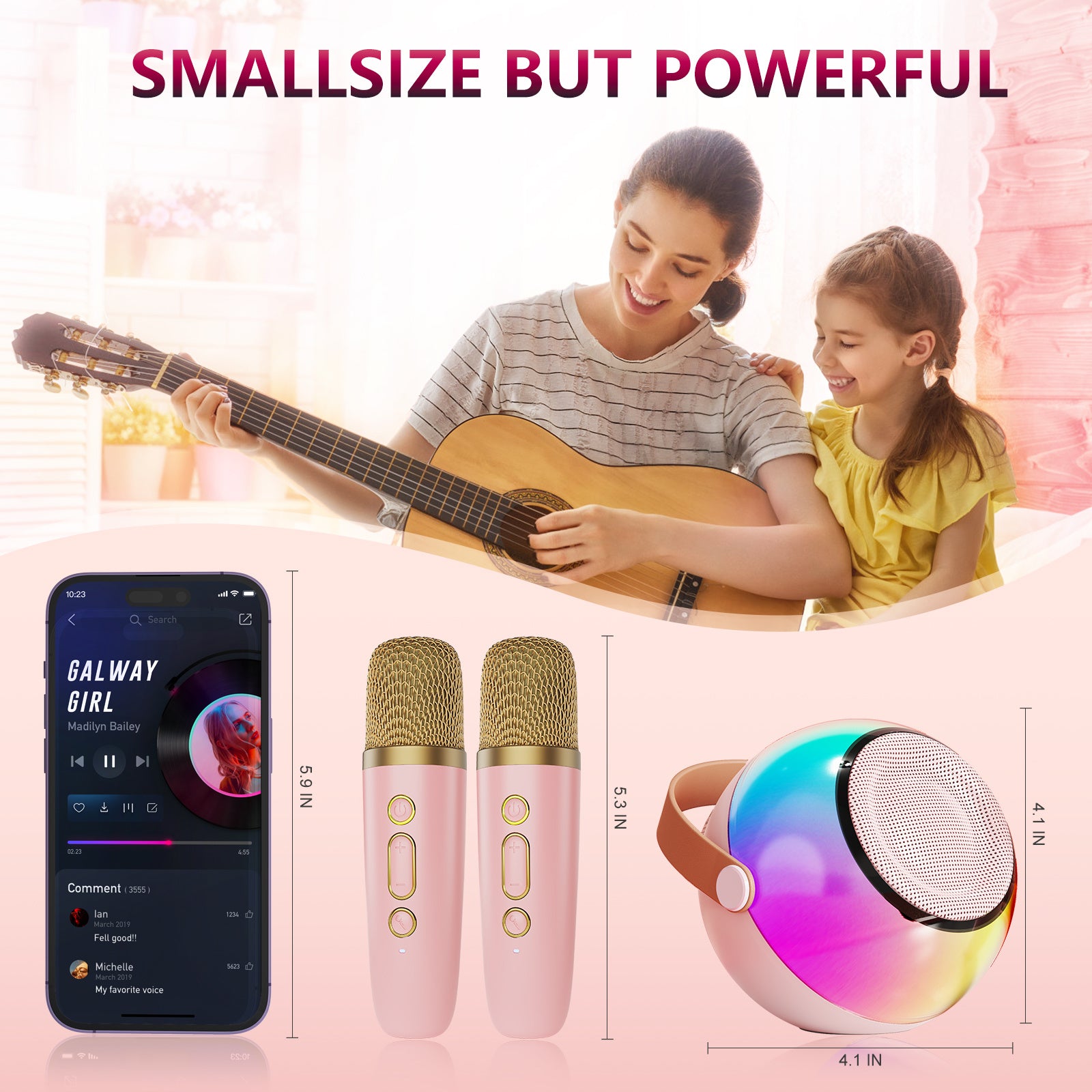 D25 Mini Karaoke Machine for Kids - Portable Bluetooth Speaker with Wireless Microphone & Lights - DropOnline.co