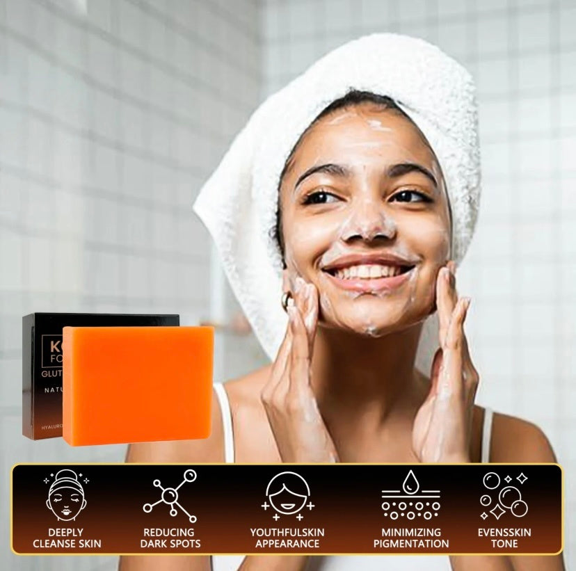Organic Turmeric Soap Bar For Face, Kojic Acid Soap For Hyperpigmentation, Premium Japanese Formulated Kojic Soap Enriched With Vitamin C, Retinol, Collagen - DropOnline.co