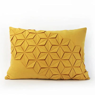 Lighting Up the Decorative Cushion of Modern Neoclassical Pure Hand-made Folding and Sewing Yellow Pillow Model House - DropOnline.co