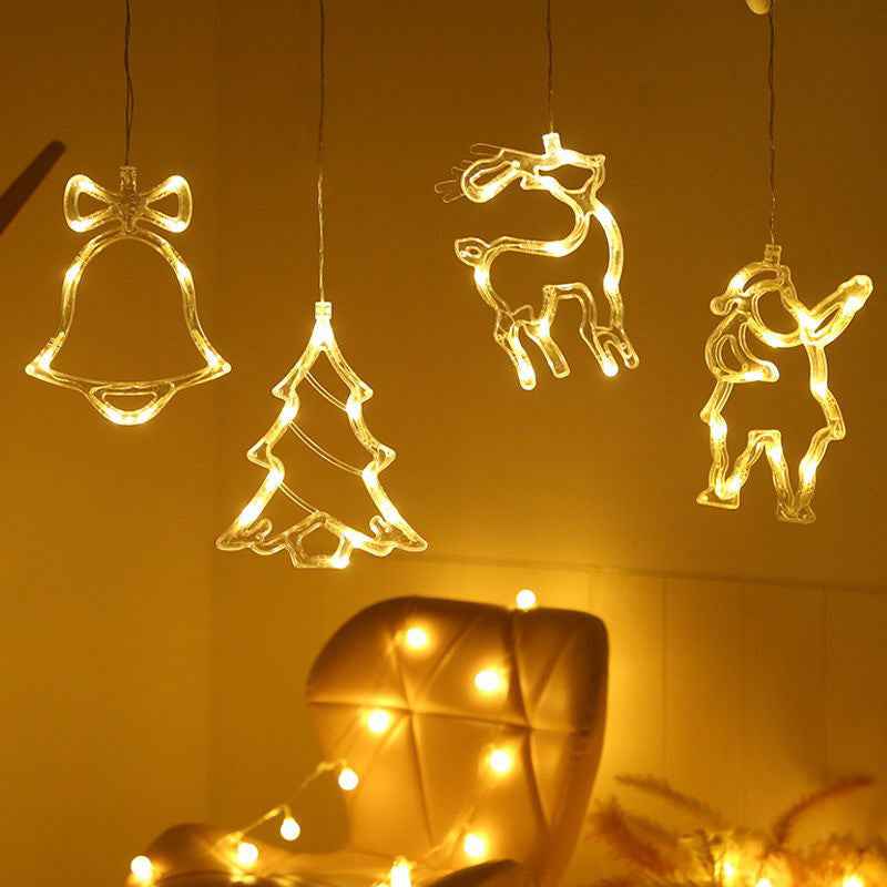 Christmas LED Suction Cup Lights - Santa Claus Elk Snowman Window Chandelier Battery Powered - DropOnline.co