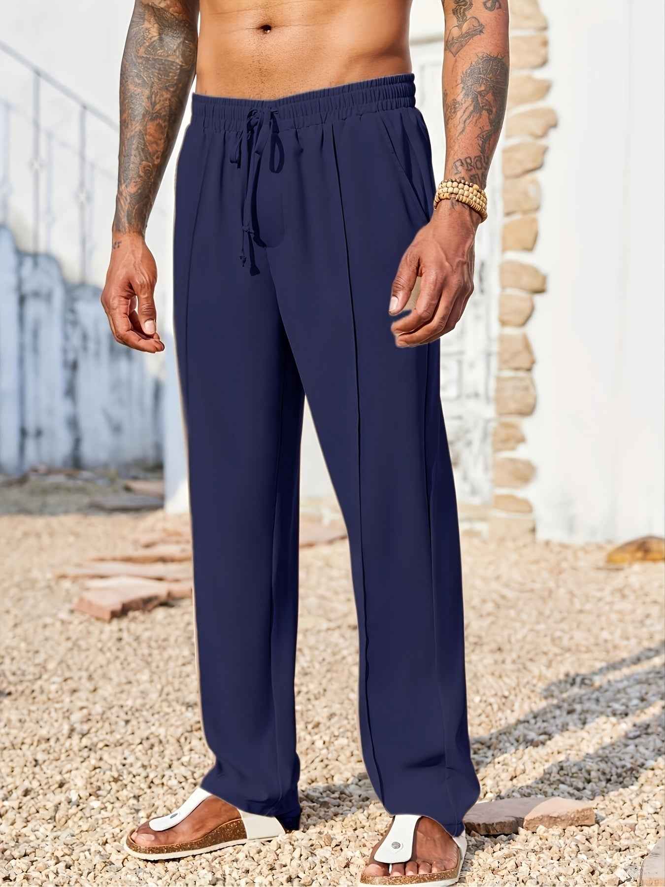 Men's Business Casual Dress Pants - Stretch Linen Slacks