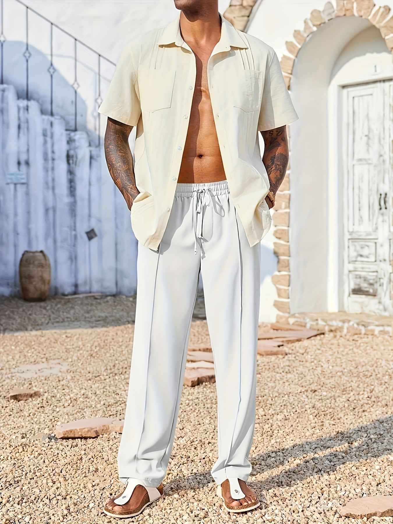 Men's Business Casual Dress Pants - Stretch Linen Slacks