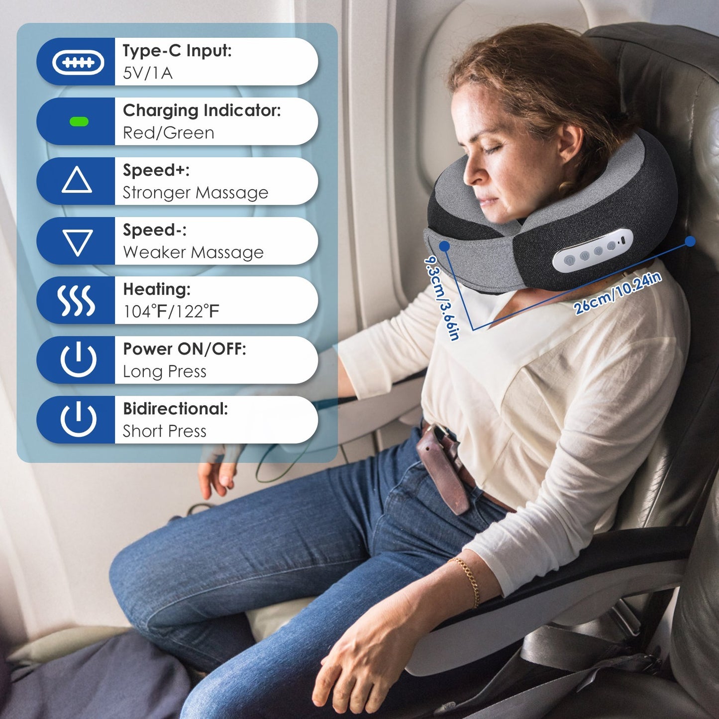 1Pc 2 In 1 Neck Massager Pillow With Heat Electric Memory Foam Travel Pillow Shiatsu Neck Massager With 3 Speeds Timer For Home Office Travel - DropOnline.co