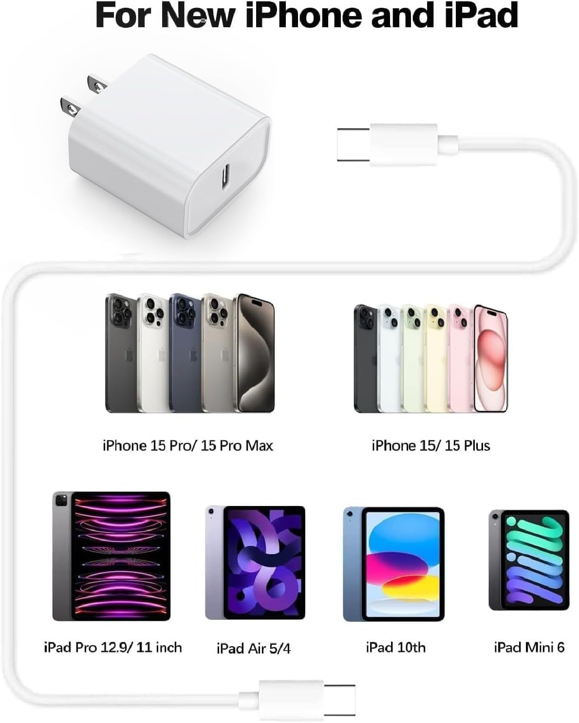Phone Charger, Cube Phone Charger Travel 2Pack 6FT Lightning Cable Cord Quick Fast Charging Cord USB Wall Chargers Travel Plug Adapter For Phone 16 15 14 13 12 11 X 8 Plus XR XS Max 7 SE IPad, Airpods - DropOnline.co