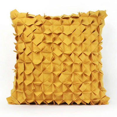 Lighting Up the Decorative Cushion of Modern Neoclassical Pure Hand-made Folding and Sewing Yellow Pillow Model House - DropOnline.co