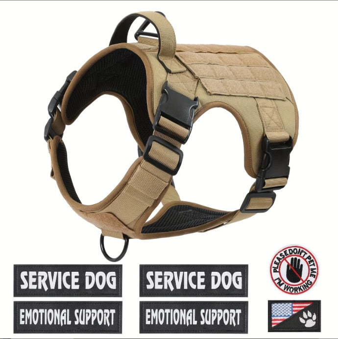 Hiphoppet US Local Tactical Service Dog Harness Vest Adjustable Reflective No Pulling Large Dog Harness With Metal Buckle - DropOnline.co