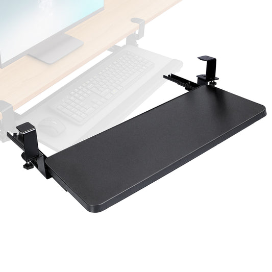 1Pc 25.59x9.64x0.51in Keyboard Mouse Tray Under Desk Retractable Slide Out Drawer Height Adjustable With C Clamp 55LBS Load - DropOnline.co