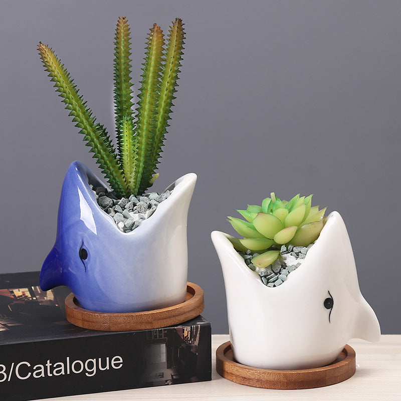 Succulent Pot Creative Cartoon Ceramic Flower Pots European-style Simple Indoor Desktop Pots For Plants Office Decor Planters - DropOnline.co