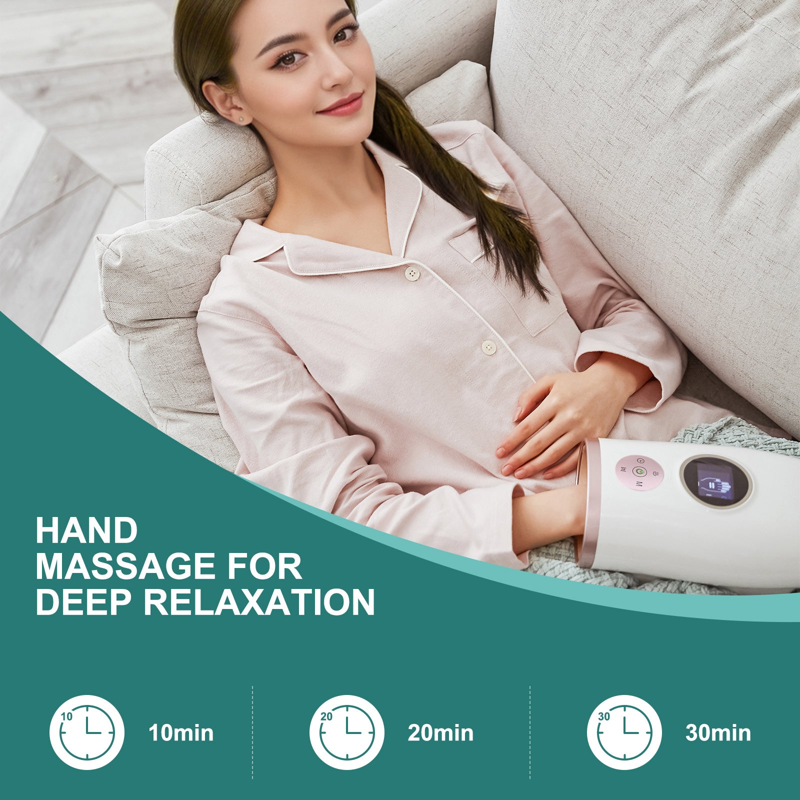 3-Speed Hand Massager With Heat, Air Compression & 30-Min Timer, Portable & Relaxing - DropOnline.co