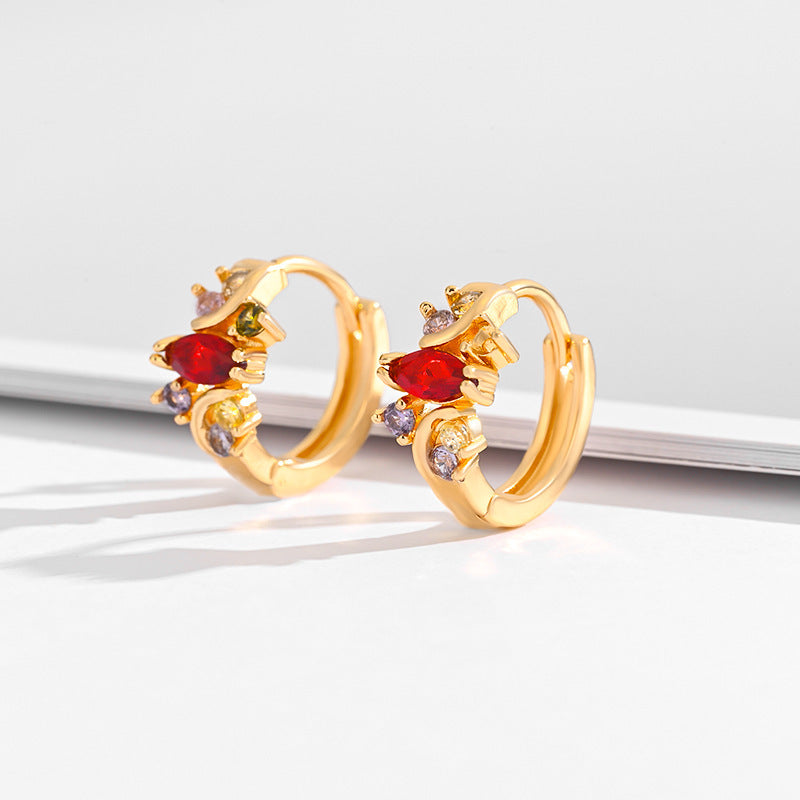 Fashion Multi-style Square Crystal Zircon Ornament Gold Plated Diamond Ear Ring - DropOnline.co