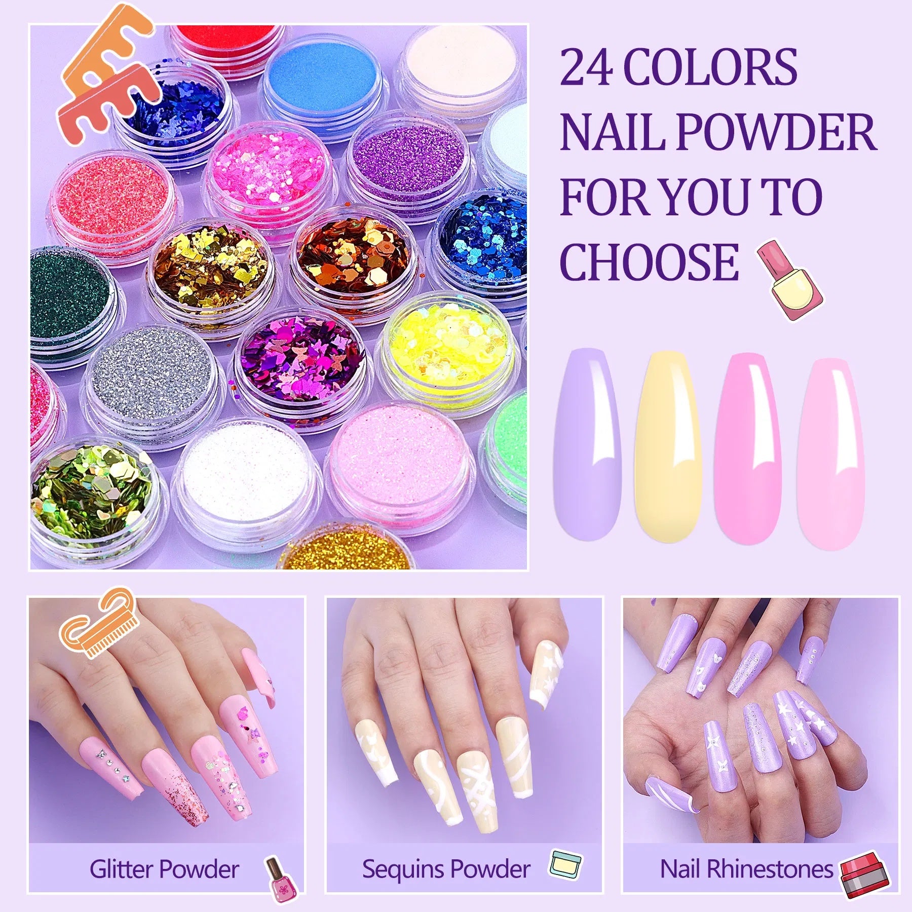 Acrylic Nail Kit With UV Light, 4 Colors Gel Polish Kit With 24 Glitter Colors Acrylic Powder Monomer Liquid - DropOnline.co