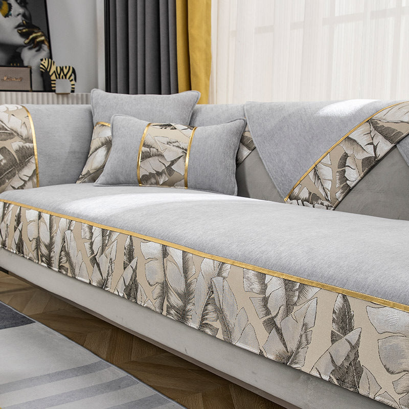 Leather Light Luxury Wind Chenille Sofa  Cushion Cover - DropOnline.co