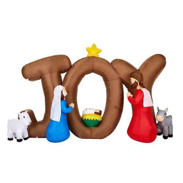 7.5FT Inflatable Nativity Scene with JOY Sign - LED Lighted Christmas Yard Decoration - DropOnline.co